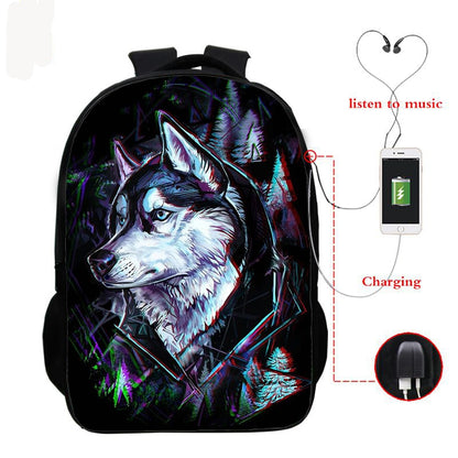 حقيبة ظهر وولف ثري دي مع يو اس بي للشحن