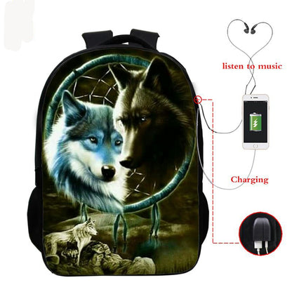 حقيبة ظهر وولف ثري دي مع يو اس بي للشحن