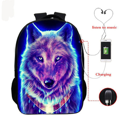 حقيبة ظهر وولف ثري دي مع يو اس بي للشحن