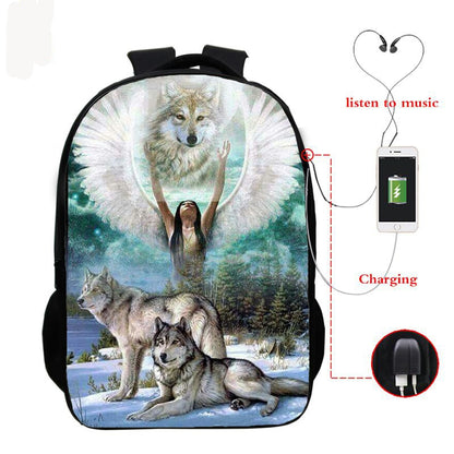 حقيبة ظهر وولف ثري دي مع يو اس بي للشحن