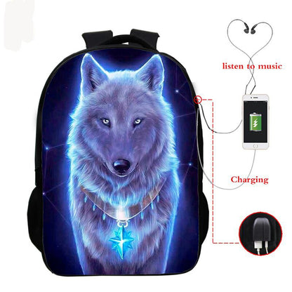 حقيبة ظهر وولف ثري دي مع يو اس بي للشحن