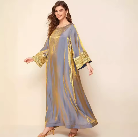 كلبيه سمائي وذهبي متغير اللون كم طويل مذهب