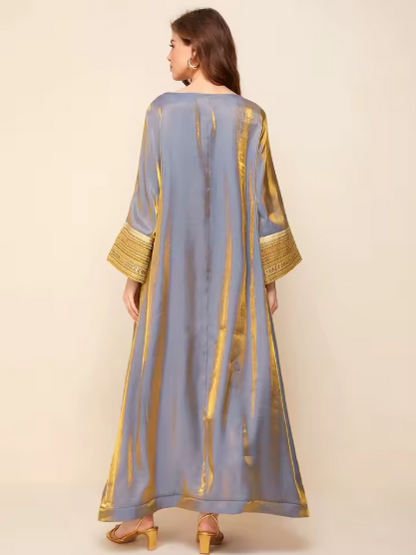 كلبيه سمائي وذهبي متغير اللون كم طويل مذهب