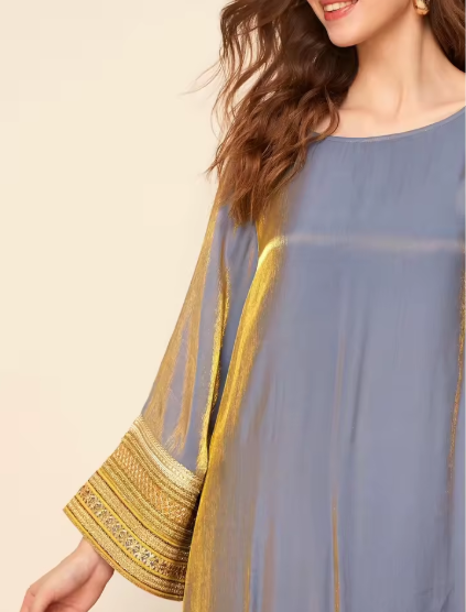 كلبيه سمائي وذهبي متغير اللون كم طويل مذهب