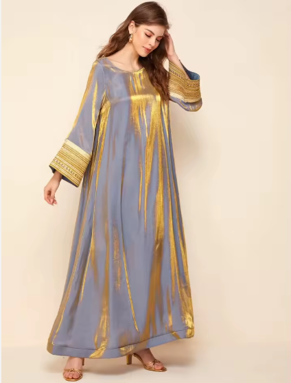 كلبيه سمائي وذهبي متغير اللون كم طويل مذهب