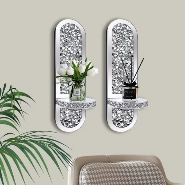 شمعدان جداري عصري بلمسة نهائية من الكريستال الماسي اللامع، ديكور منزلي فاخر