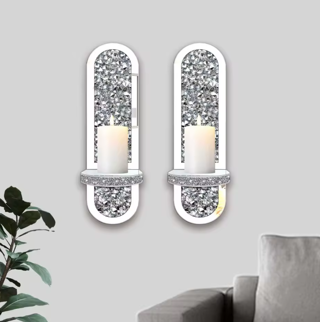 شمعدان جداري عصري بلمسة نهائية من الكريستال الماسي اللامع، ديكور منزلي فاخر